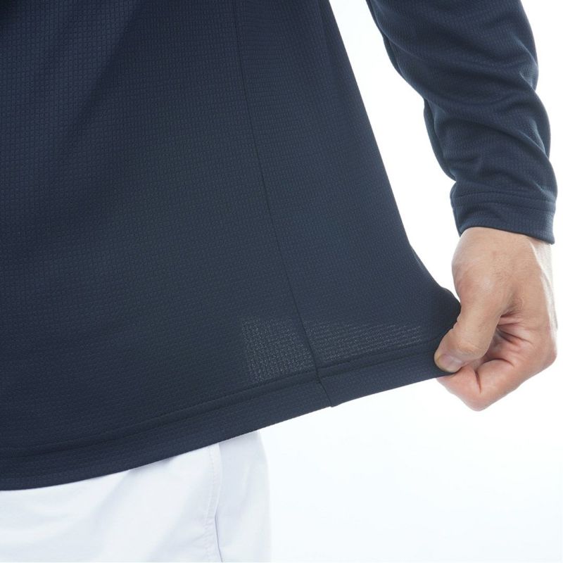 [トミーヒルフィガー]メンズ エンボス 長袖モックネックシャツ　ネイビー