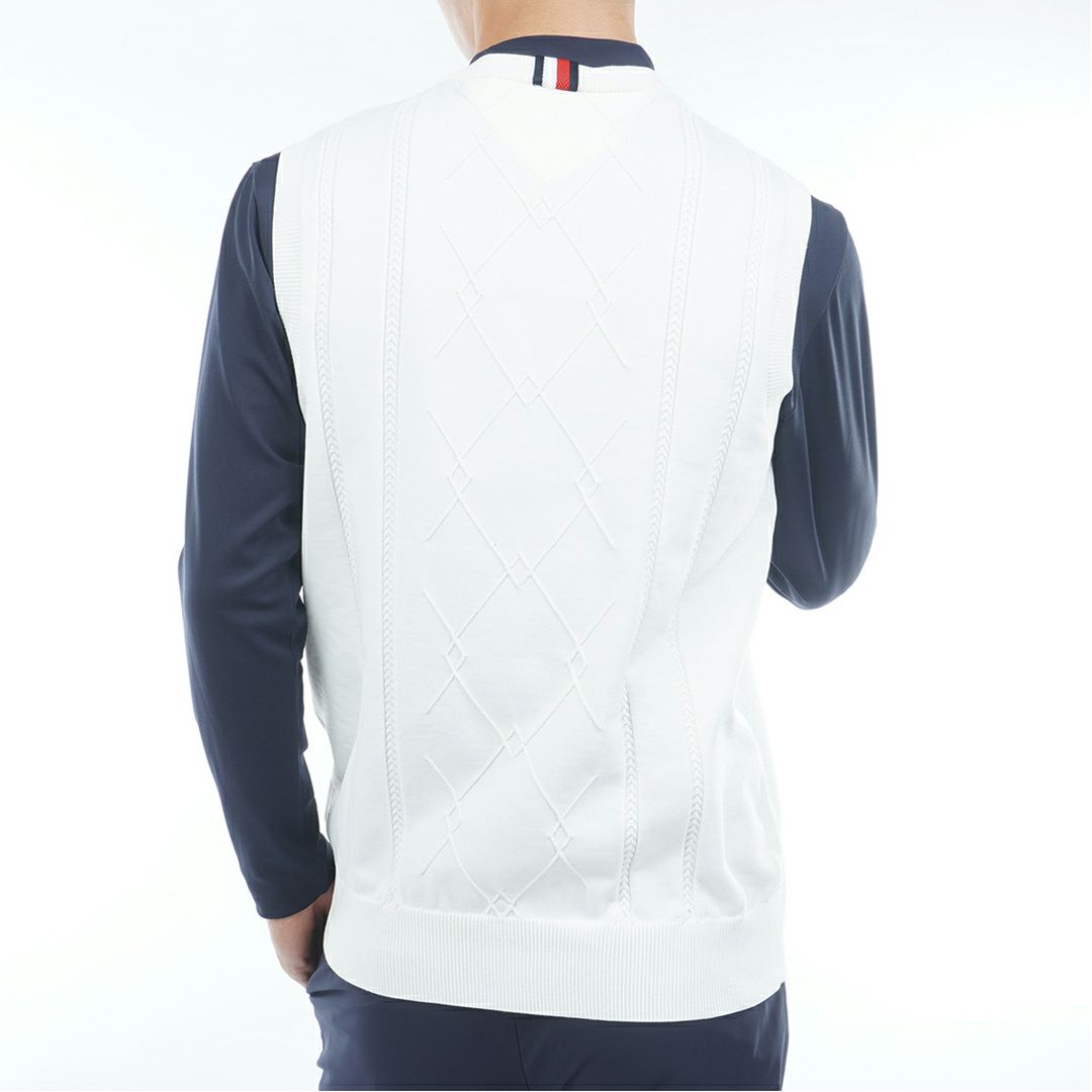 トミー ヒルフィガー ゴルフ Tommy Hilfiger Golf メンズ メンズ ケ-ブル浅Vネック ニットベスト THMA560 詳細3