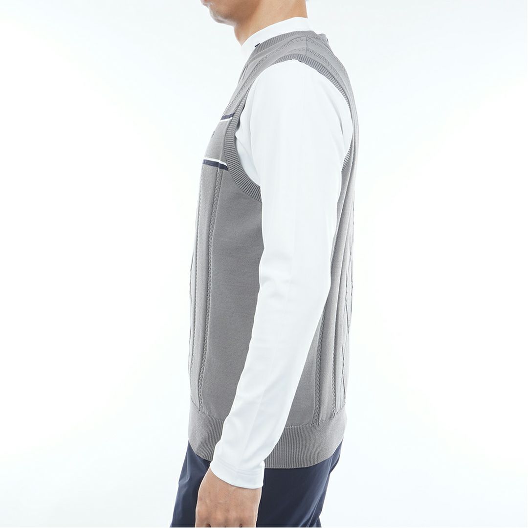 トミー ヒルフィガー ゴルフ Tommy Hilfiger Golf メンズ メンズ ケ-ブル浅Vネック ニットベスト THMA560 詳細6