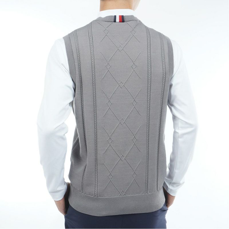 トミー ヒルフィガー ゴルフ Tommy Hilfiger Golf メンズ メンズ ケ-ブル浅Vネック ニットベスト THMA560 詳細7