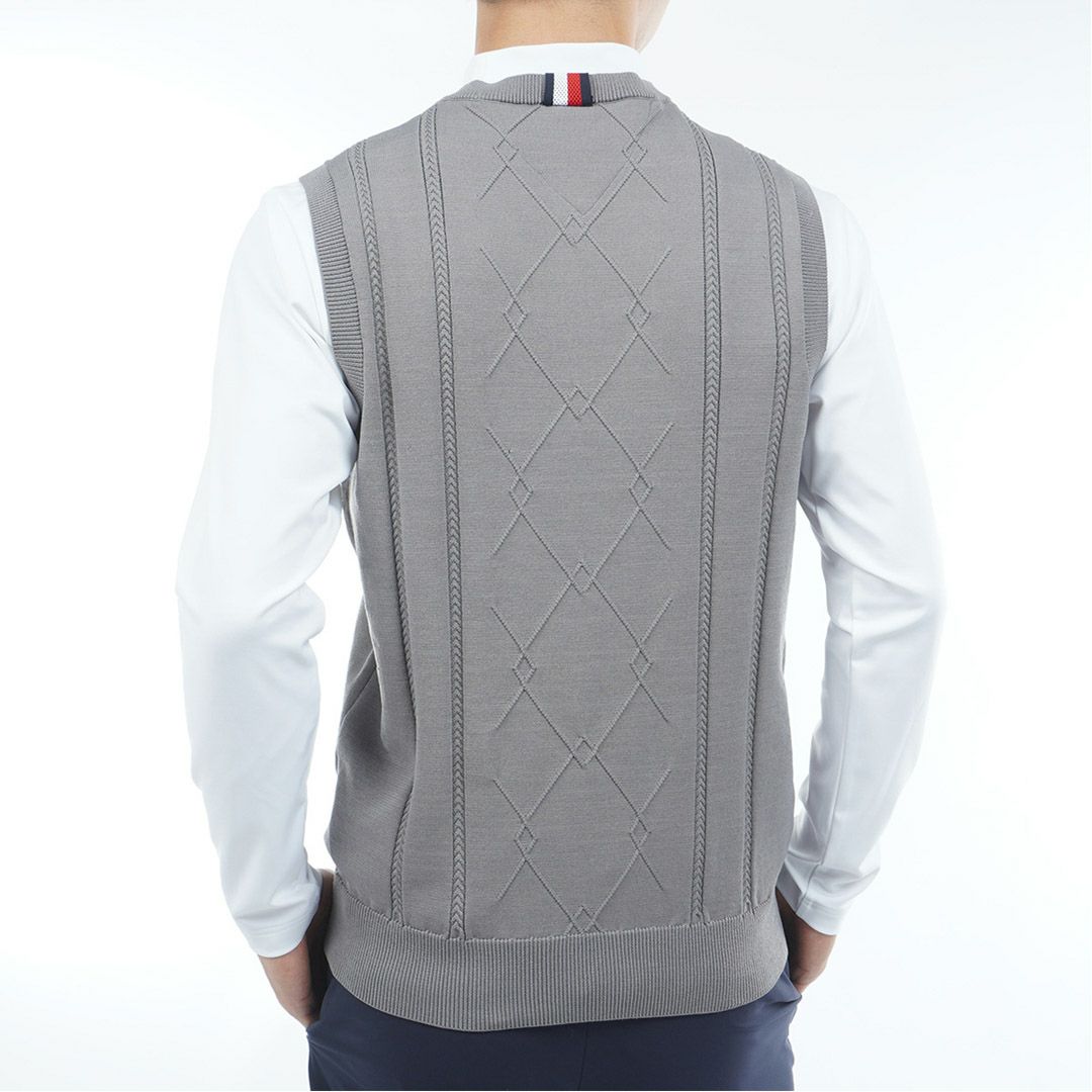 トミー ヒルフィガー ゴルフ Tommy Hilfiger Golf メンズ メンズ ケ-ブル浅Vネック ニットベスト THMA560 詳細7