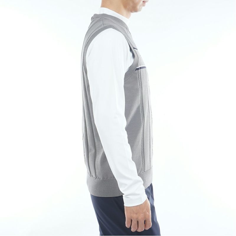 トミー ヒルフィガー ゴルフ Tommy Hilfiger Golf メンズ メンズ ケ-ブル浅Vネック ニットベスト THMA560 詳細8