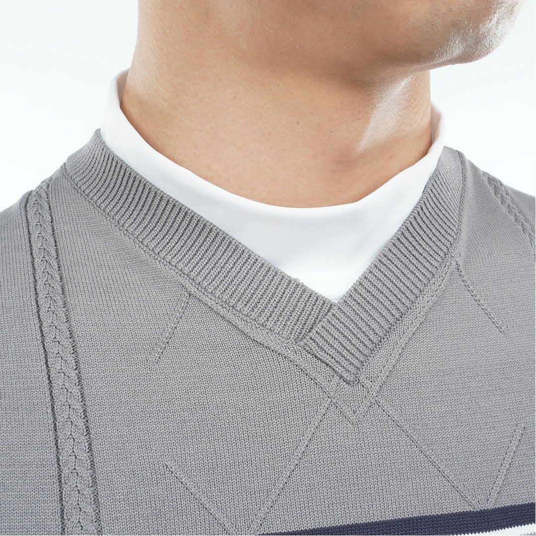 トミー ヒルフィガー ゴルフ Tommy Hilfiger Golf メンズ メンズ ケ-ブル浅Vネック ニットベスト THMA560 詳細11