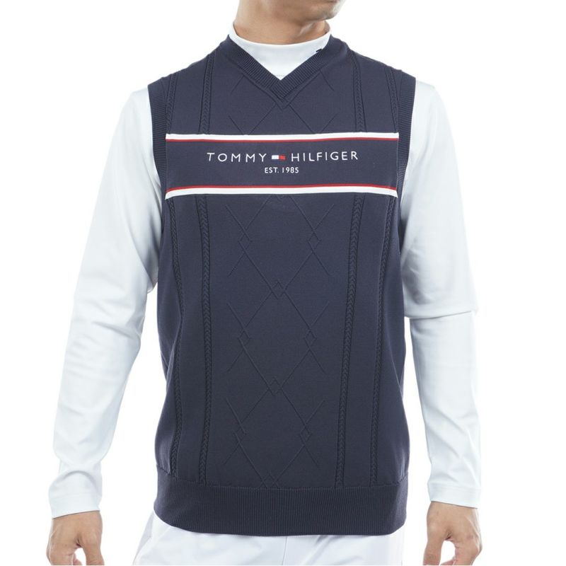 トミー ヒルフィガー ゴルフ Tommy Hilfiger Golf メンズ メンズ ケ-ブル浅Vネック ニットベスト THMA560 詳細13