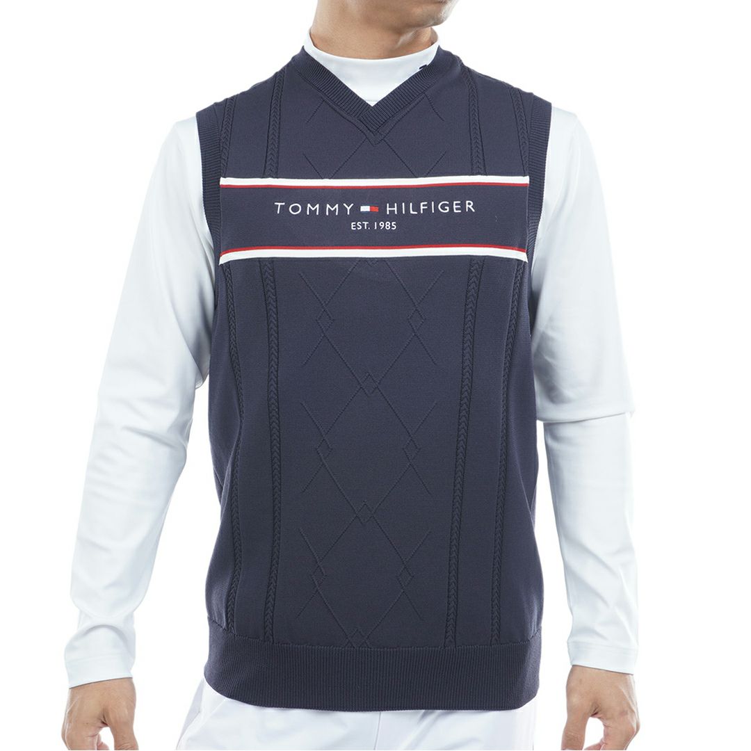 トミー ヒルフィガー ゴルフ Tommy Hilfiger Golf メンズ メンズ ケ-ブル浅Vネック ニットベスト THMA560 詳細13