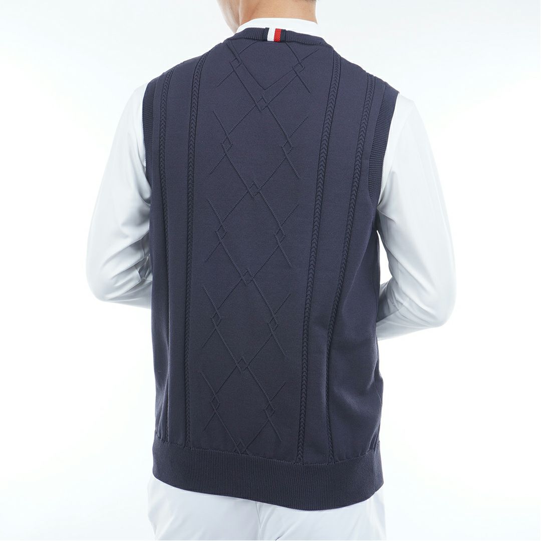 トミー ヒルフィガー ゴルフ Tommy Hilfiger Golf メンズ メンズ ケ-ブル浅Vネック ニットベスト THMA560 詳細15