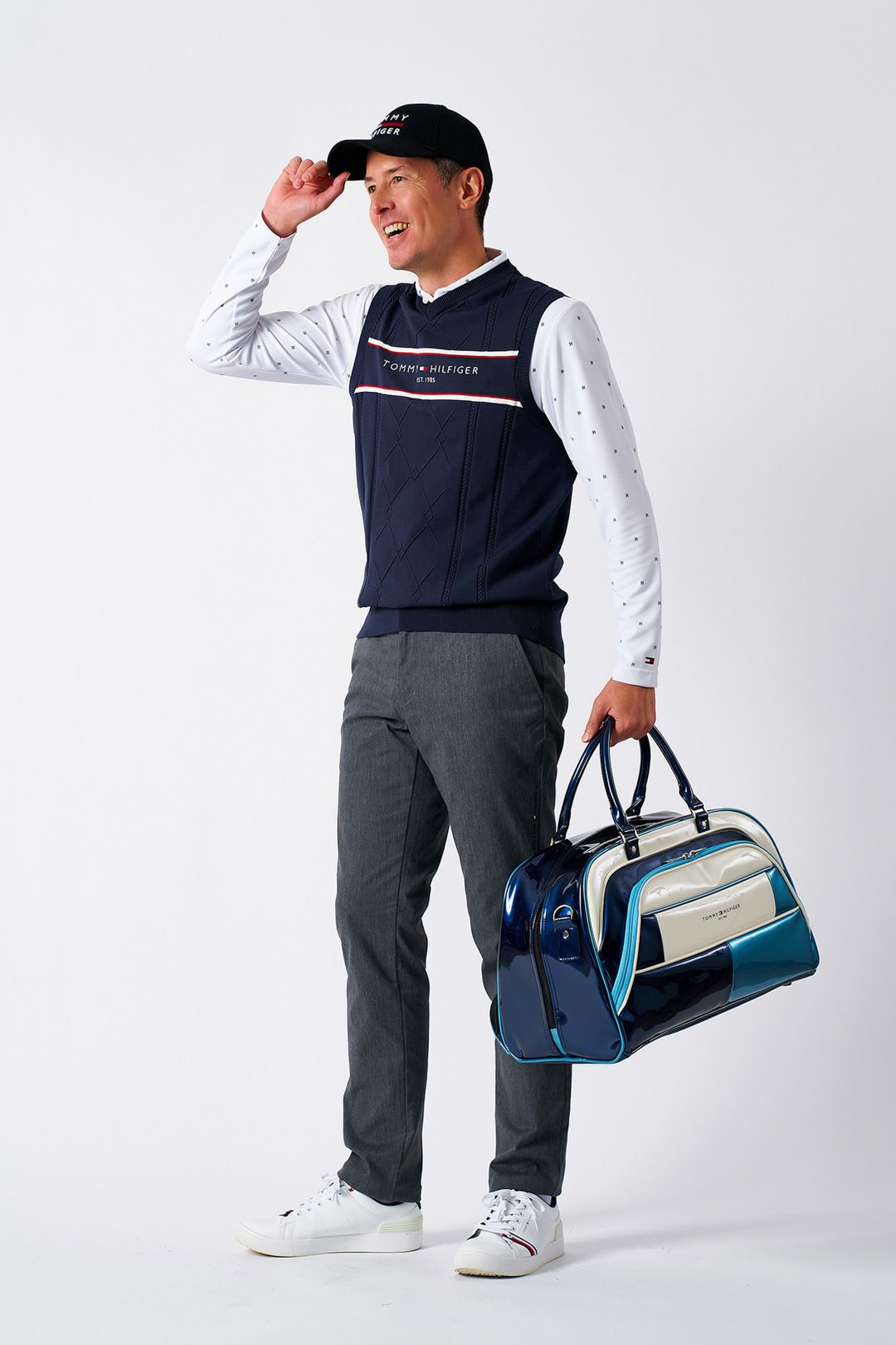 トミー ヒルフィガー ゴルフ Tommy Hilfiger Golf メンズ メンズ ケ-ブル浅Vネック ニットベスト THMA560 詳細17