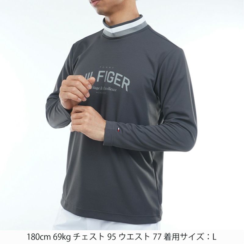[トミーヒルフィガー]メンズ シグネチャーリブ 長袖シャツ　チャコールグレー