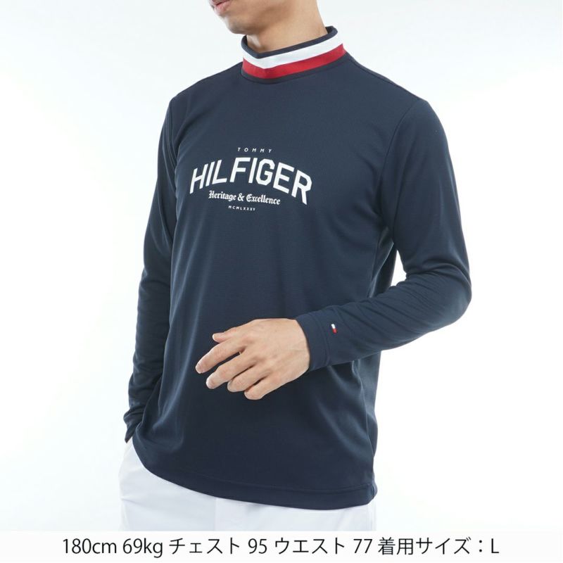 [トミーヒルフィガー]メンズ シグネチャーリブ 長袖シャツ　ネイビー