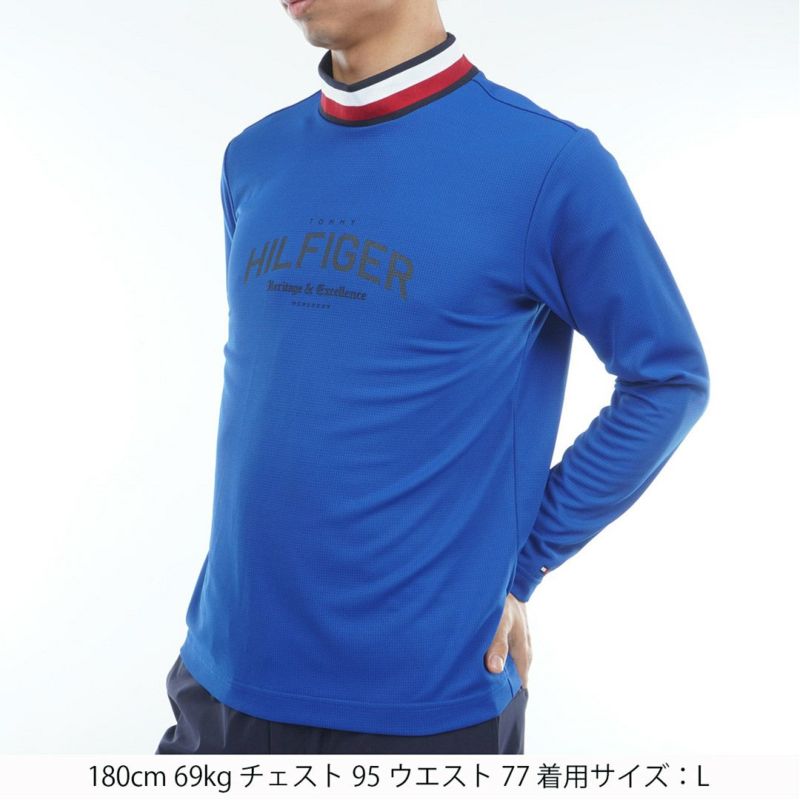 [トミーヒルフィガー]メンズ シグネチャーリブ 長袖シャツ　ブルー