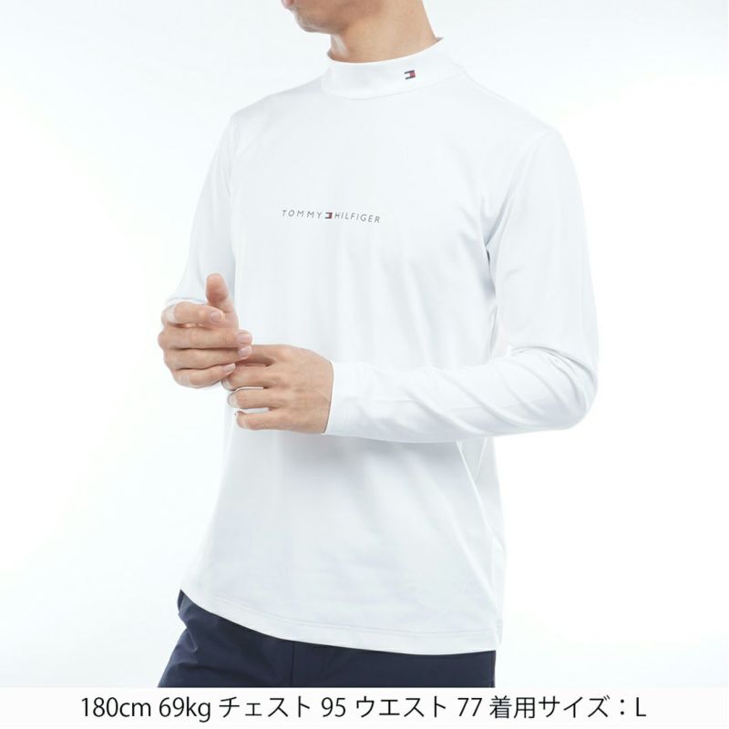 [トミーヒルフィガー]メンズ ベア天 長袖モックネックシャツ　ホワイト