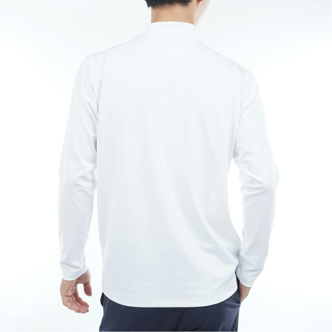 [トミーヒルフィガー]メンズ ベア天 長袖モックネックシャツ　ホワイト