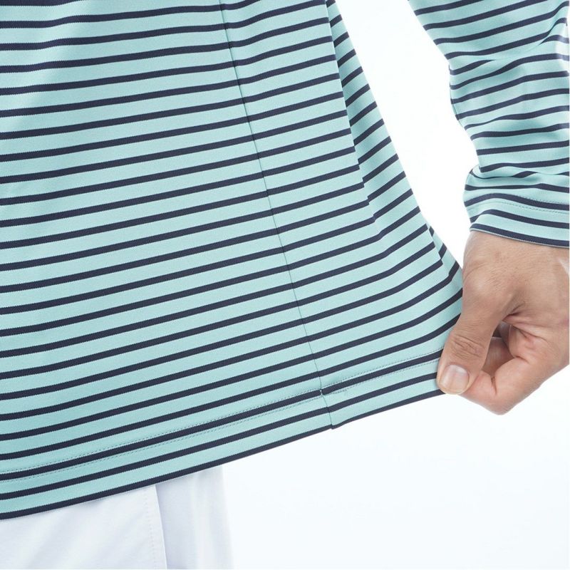 [トミーヒルフィガー]メンズ ベア天 長袖モックネックシャツ　サックス