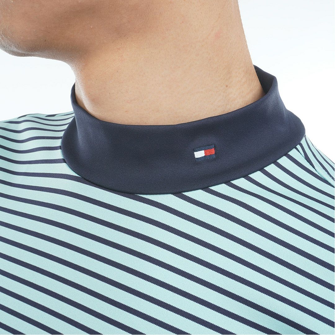 [トミーヒルフィガー]メンズ ベア天 長袖モックネックシャツ　サックス