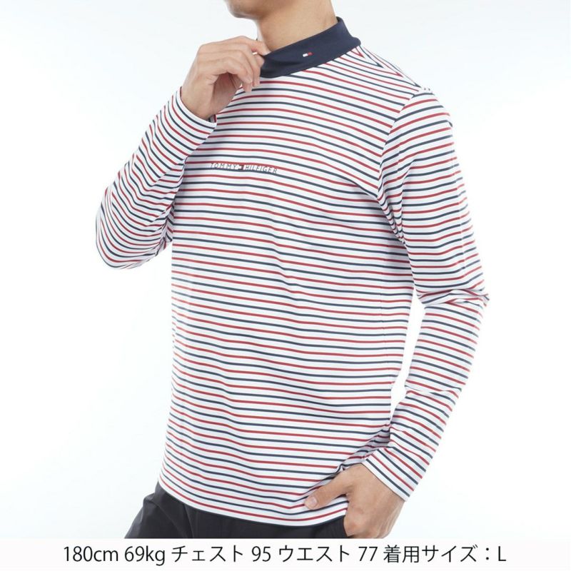 [トミーヒルフィガー]メンズ ベア天 長袖モックネックシャツ　トリコロール
