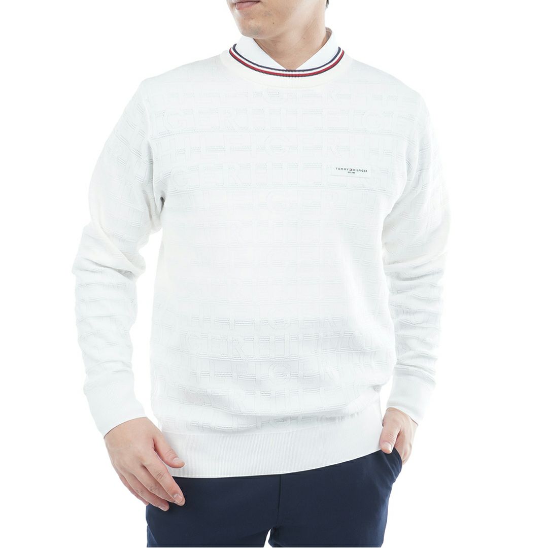 トミー ヒルフィガー ゴルフ Tommy Hilfiger Golf メンズ メンズ ロゴジャガード クル-ネックニット THMA564 詳細1
