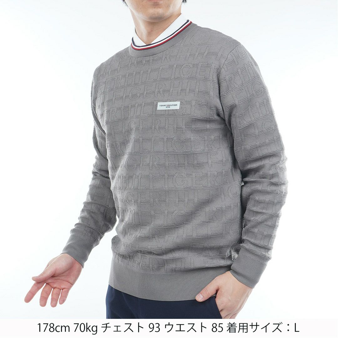 トミー ヒルフィガー ゴルフ Tommy Hilfiger Golf メンズ メンズ ロゴジャガード クル-ネックニット THMA564 詳細5