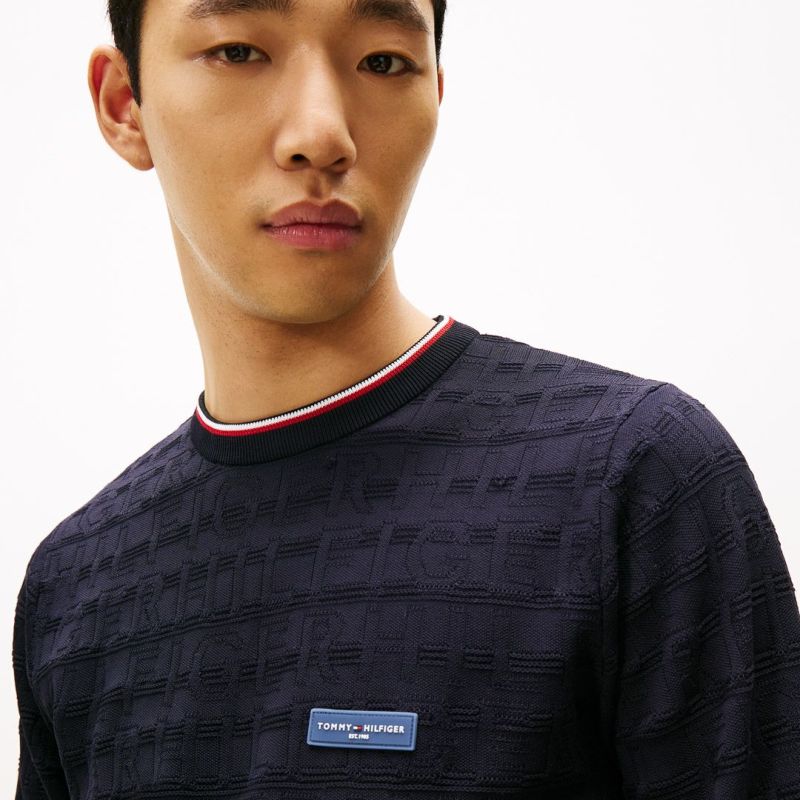 トミー ヒルフィガー ゴルフ Tommy Hilfiger Golf メンズ メンズ ロゴジャガード クル-ネックニット THMA564 詳細28