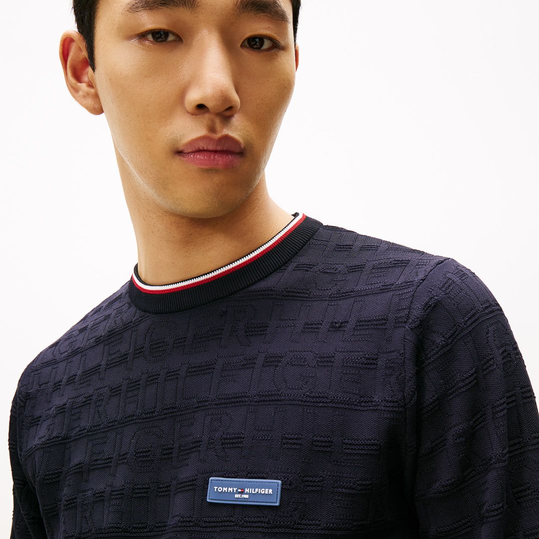 トミー ヒルフィガー ゴルフ Tommy Hilfiger Golf メンズ メンズ ロゴジャガード クル-ネックニット THMA564 詳細28