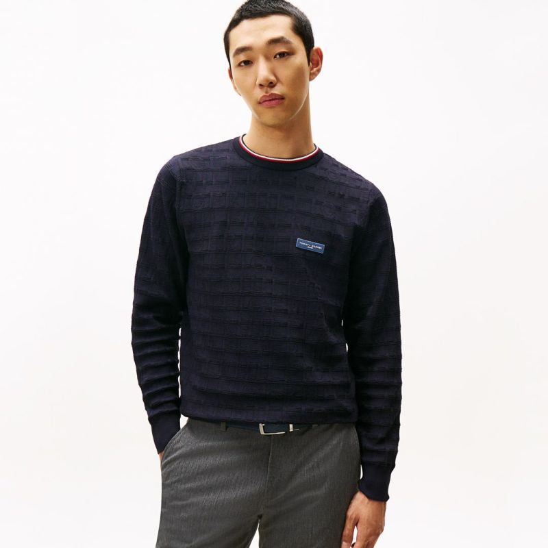 トミー ヒルフィガー ゴルフ Tommy Hilfiger Golf メンズ メンズ ロゴジャガード クル-ネックニット THMA564 詳細30