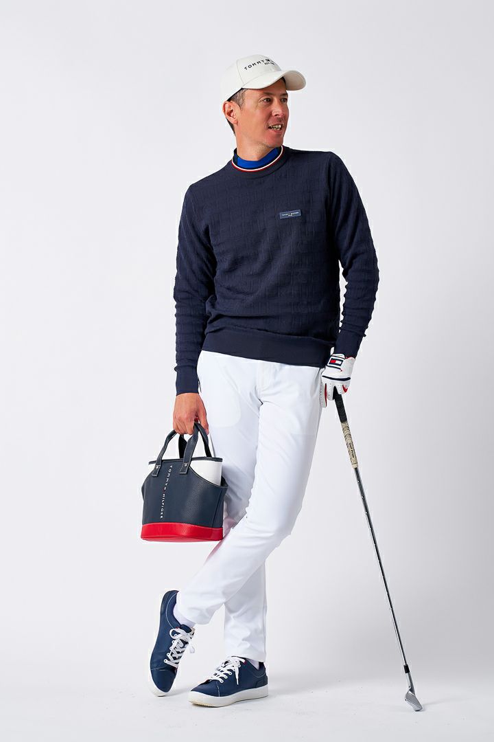 トミー ヒルフィガー ゴルフ Tommy Hilfiger Golf メンズ メンズ ロゴジャガード クル-ネックニット THMA564 詳細31