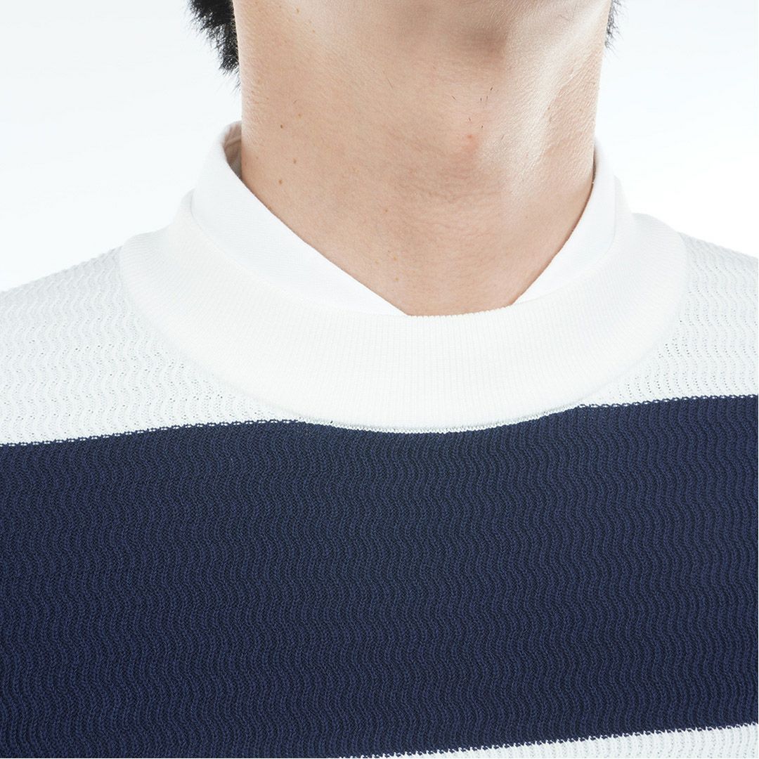 [トミーヒルフィガー]メンズ ボーダー クルーネックニット　ホワイト