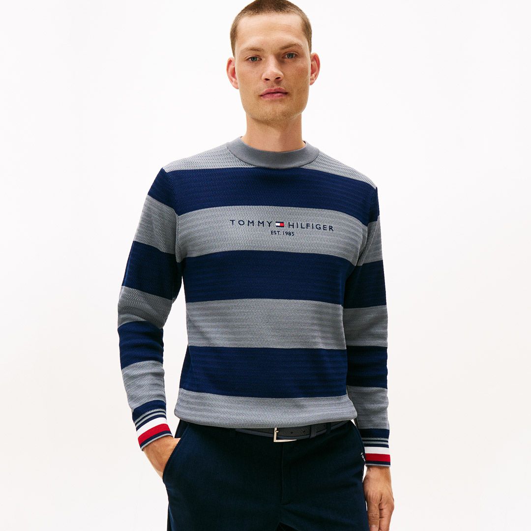 トミー ヒルフィガー ゴルフ Tommy Hilfiger Golf メンズ メンズ ボーダー クルーネックニット THMA565 詳細22