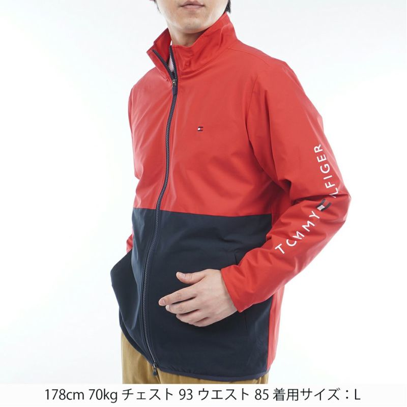 [トミーヒルフィガー]メンズ カラーブロック ウインドジャケット　レッド