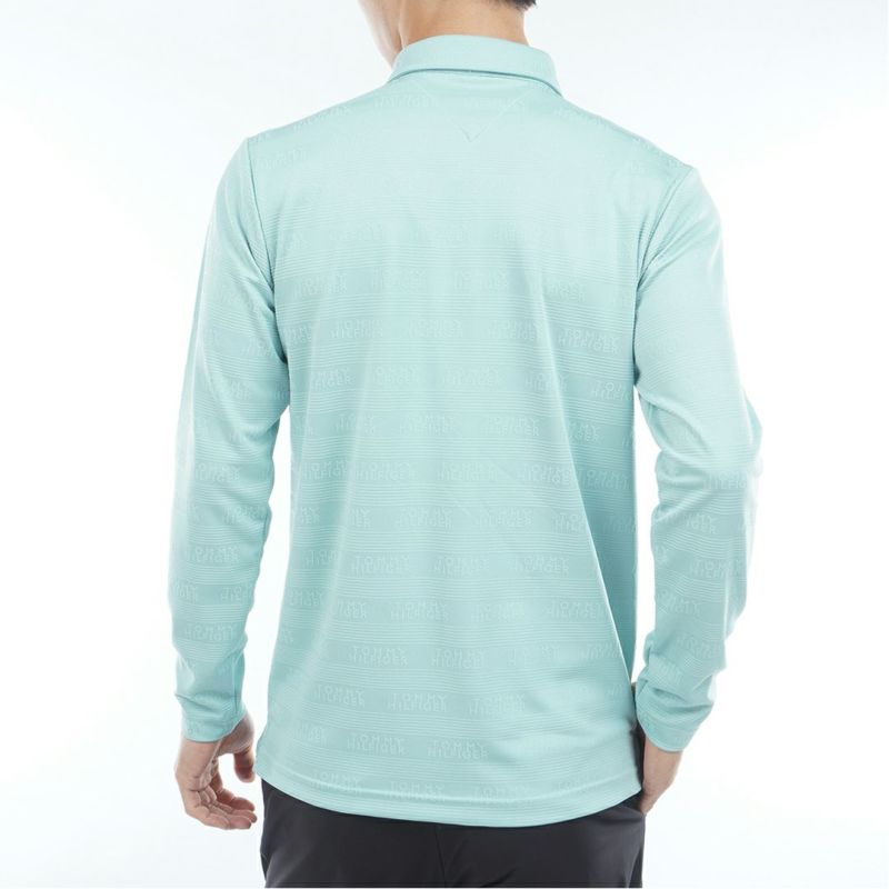 [トミーヒルフィガー]メンズ ロゴジャガ-ド 長袖台衿付きシャツ　サックス