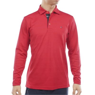   - 新品 トミー ヒルフィガー ゴルフ 長袖 ポロシャツ メンズ LL 赤 総柄 サイズ：S TOMMY HILFIGER GOLF トミー ヒルフィガーゴルフ 長袖