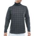 [トミーヒルフィガー]メンズ チェック柄 長袖ハイネックシャツ　ブラック