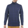 [トミーヒルフィガー]メンズ チェック柄 長袖ハイネックシャツ　ネイビー