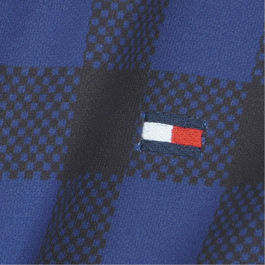 [トミーヒルフィガー]メンズ チェック柄 長袖ハイネックシャツ　ネイビー