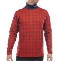[トミーヒルフィガー]メンズ チェック柄 長袖ハイネックシャツ　レッド