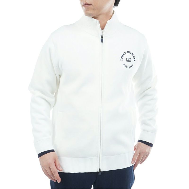 [トミーヒルフィガー]メンズ モ-ル ニットジャケット　ホワイト