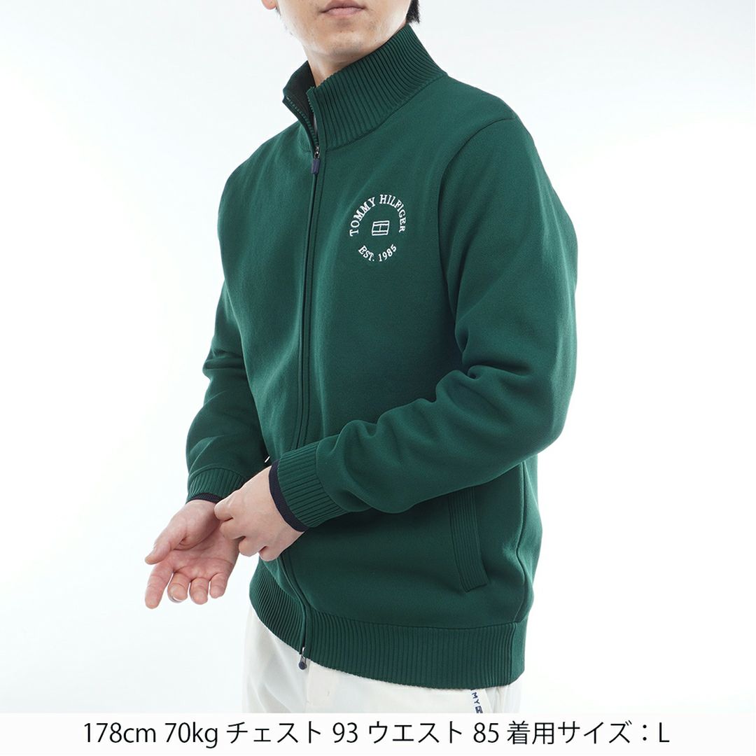 [トミーヒルフィガー]メンズ モ-ル ニットジャケット　ダークグリーン