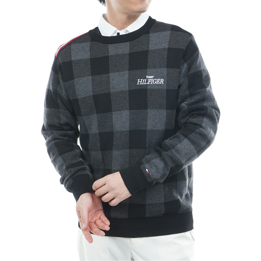 トミー ヒルフィガー ゴルフ Tommy Hilfiger Golf メンズ メンズ チェックジャガード クルーネックニット THMA571 詳細1