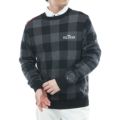 [トミーヒルフィガー]メンズ チェックジャガード クルーネックニット　ブラック