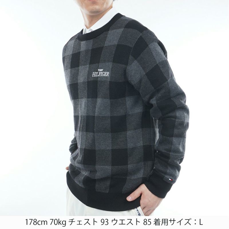 トミー ヒルフィガー ゴルフ Tommy Hilfiger Golf メンズ メンズ チェックジャガード クルーネックニット THMA571 詳細2
