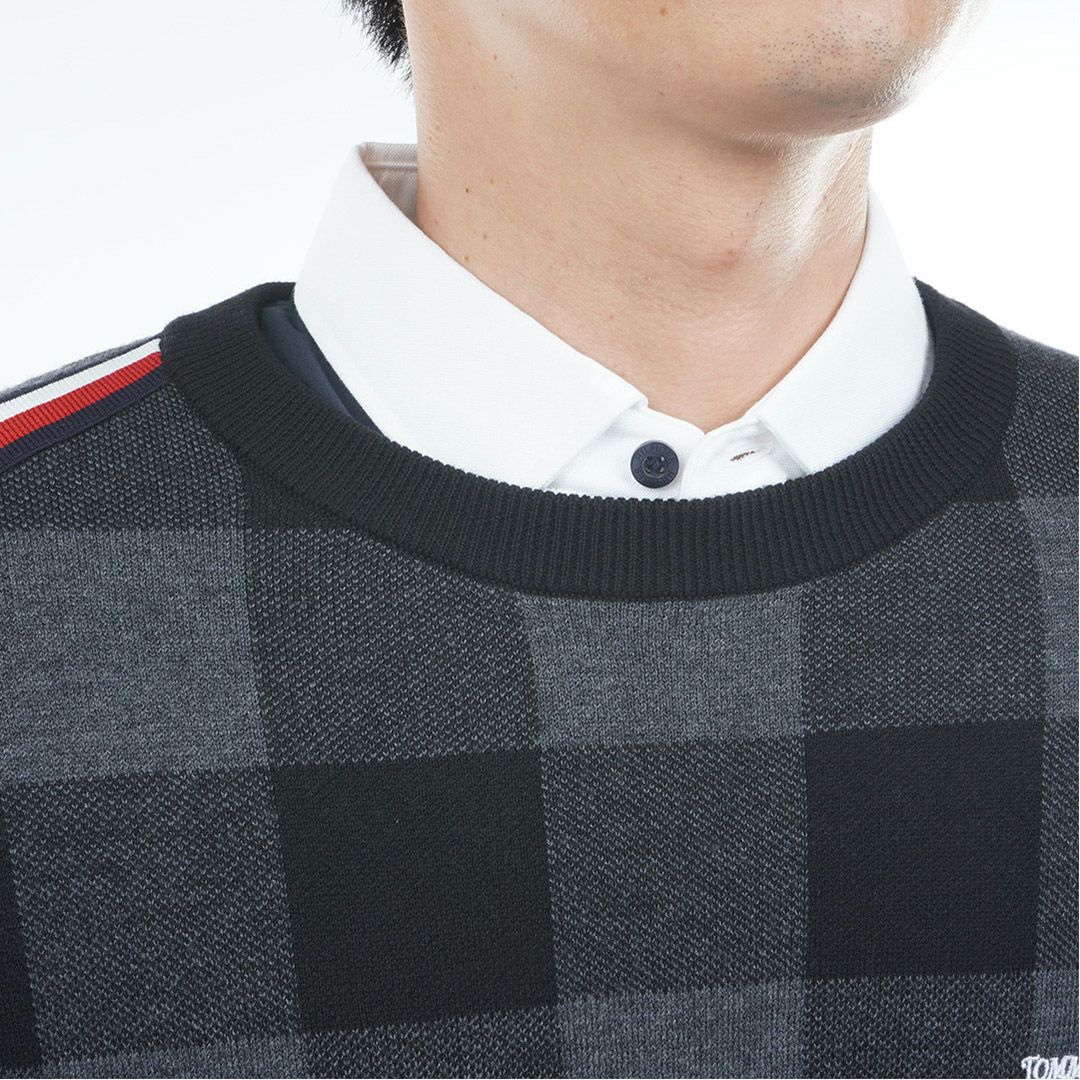トミー ヒルフィガー ゴルフ Tommy Hilfiger Golf メンズ メンズ チェックジャガード クルーネックニット THMA571 詳細8