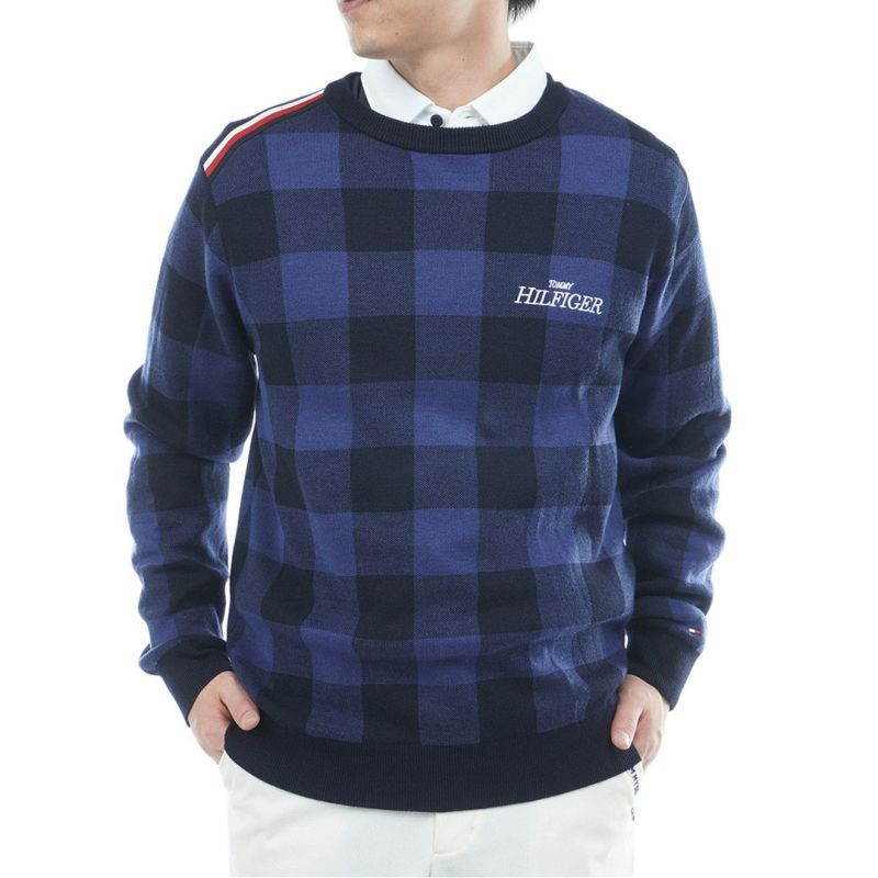 トミー ヒルフィガー ゴルフ Tommy Hilfiger Golf メンズ メンズ チェックジャガード クルーネックニット THMA571 詳細11