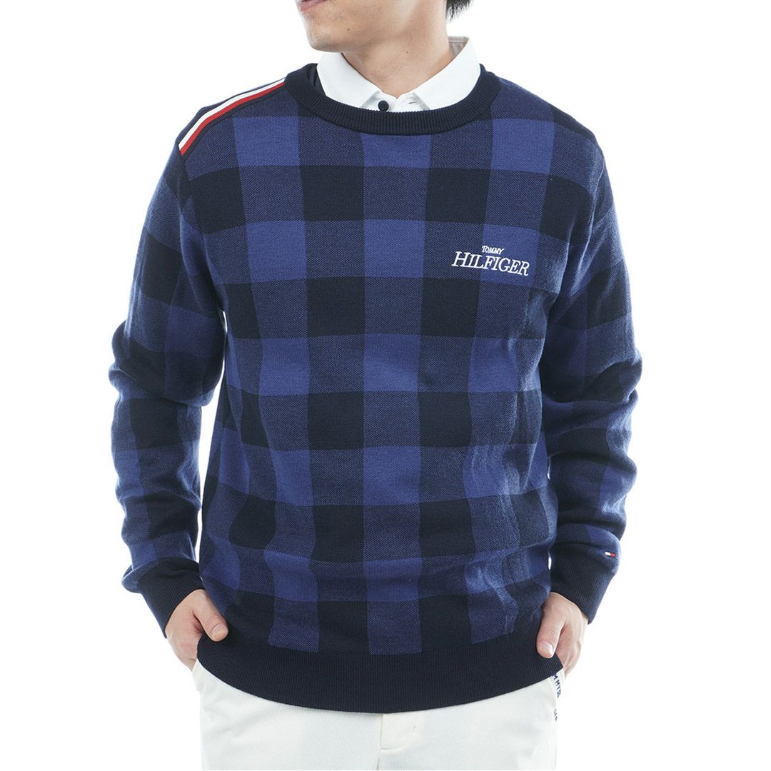 トミー ヒルフィガー ゴルフ Tommy Hilfiger Golf メンズ メンズ チェックジャガード クルーネックニット THMA571 詳細11