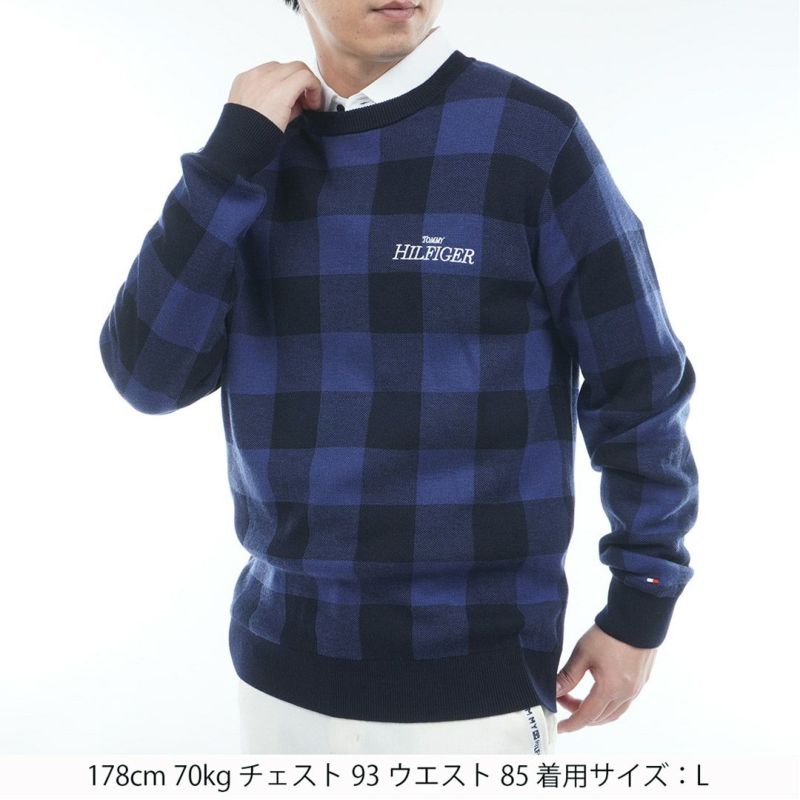 トミー ヒルフィガー ゴルフ Tommy Hilfiger Golf メンズ メンズ チェックジャガード クルーネックニット THMA571 詳細12