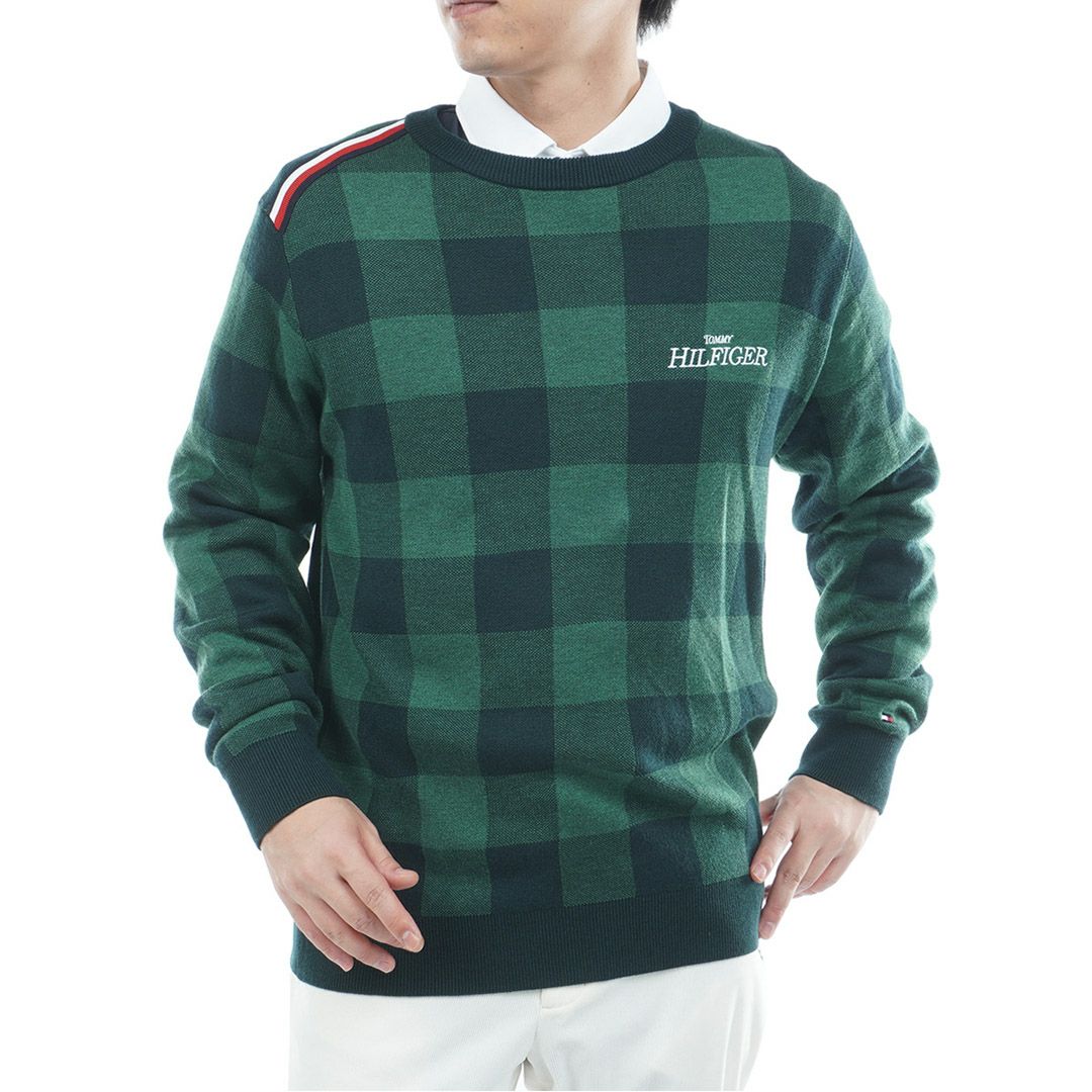 トミー ヒルフィガー ゴルフ Tommy Hilfiger Golf メンズ メンズ チェックジャガード クルーネックニット THMA571 詳細17