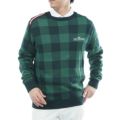 [トミーヒルフィガー]メンズ チェックジャガード クルーネックニット　ダークグリーン