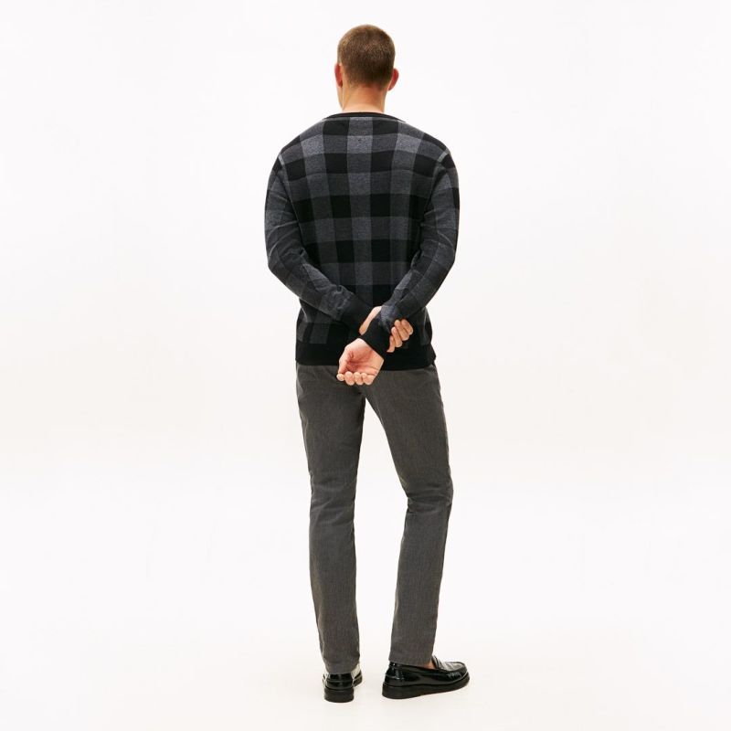 [トミーヒルフィガー]メンズ チェックジャガード クルーネックニット