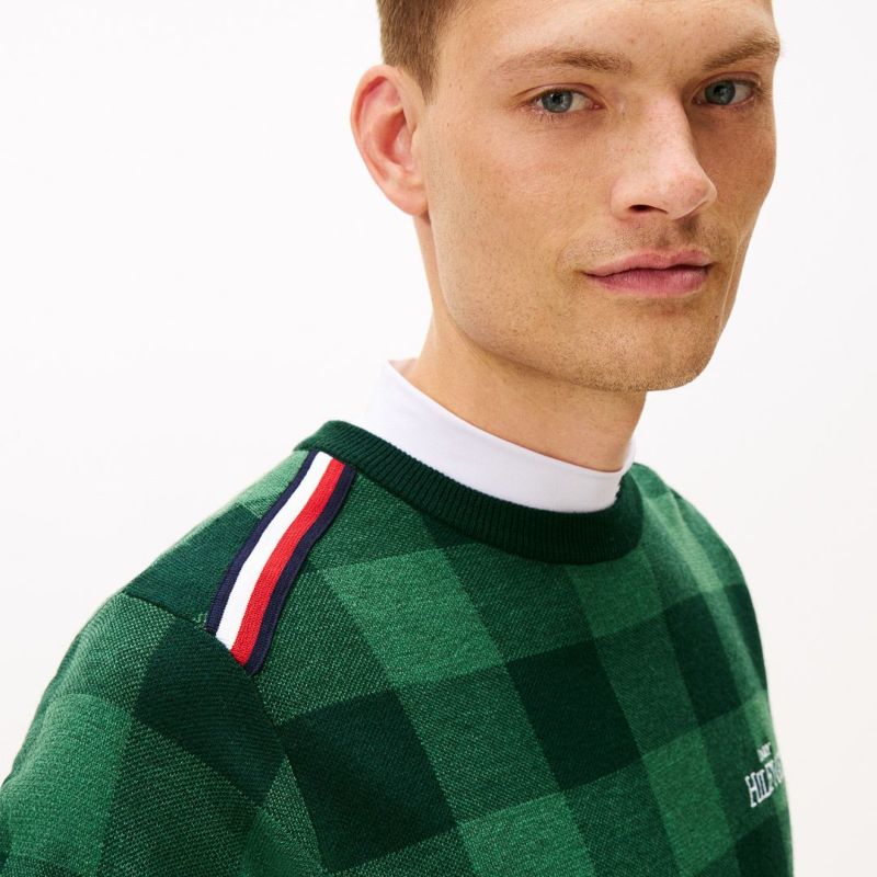 トミー ヒルフィガー ゴルフ Tommy Hilfiger Golf メンズ メンズ チェックジャガード クルーネックニット THMA571 詳細25