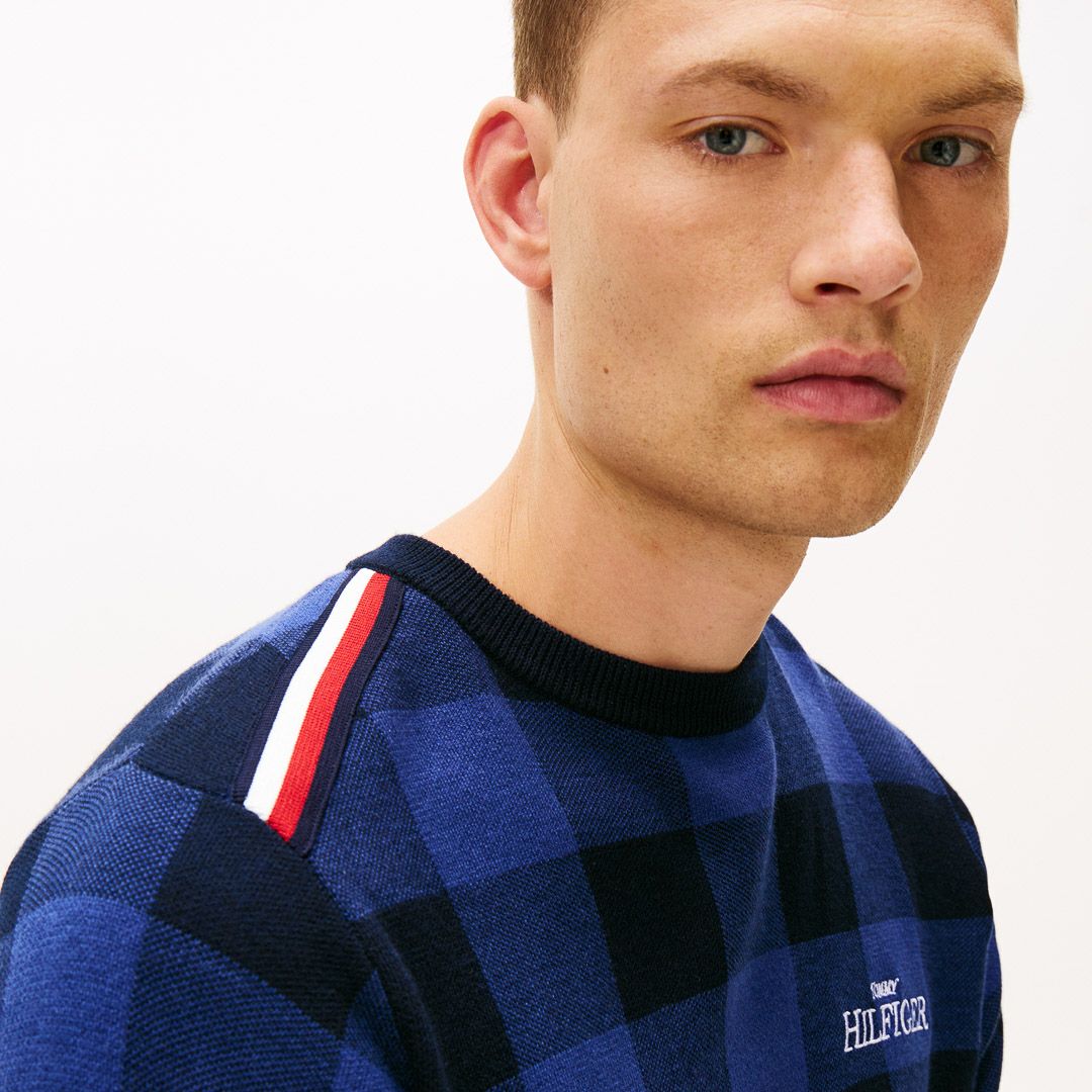 トミー ヒルフィガー ゴルフ Tommy Hilfiger Golf メンズ メンズ チェックジャガード クルーネックニット THMA571 詳細29