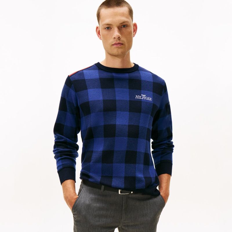 トミー ヒルフィガー ゴルフ Tommy Hilfiger Golf メンズ メンズ チェックジャガード クルーネックニット THMA571 詳細31