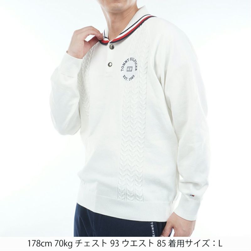 トミー ヒルフィガー ゴルフ Tommy Hilfiger Golf メンズ メンズ ケーブル柄 ショールカラーニット THMA572 詳細2